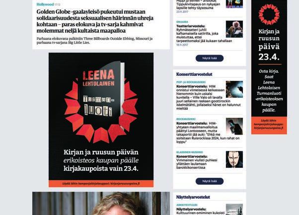 Kampanjassa mukana olevat verkkomediat: Aamulehti HS Kulttuuri Ilkka Kaleva Keskisuomalainen Lapin