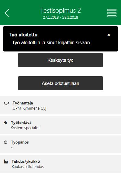 painamalla Aloita työ.