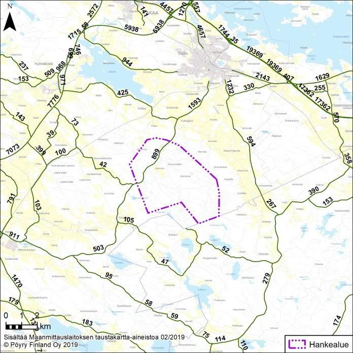7.6 Liikenne Tuulivoimalat sijoittuvat Riisikkalantien (2847) eteläpuolelle. Liikennöinti voimaloille tapahtuu alueen olemassa olevaa metsäautotiestöä sekä rakennettavaa tiestöä pitkin.