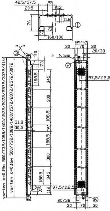 vaihtoehto: DIN EN 10025-2 S235JR ReH 280N/mm² Rm 360N/mm² (2) U 45x20x2 S235JR (3) Bd 30x8 S355J2 vaihtoehto: S355MC (4) Fl 20x5 S235JR