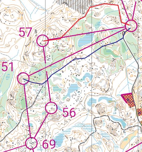 Toisten hajontojen alku 7km, 8,6km, 10km, 12km, 15km Ei varsinaisesti reitinvalintaa, mutta parhaat reitit väleille merkitty karttaan.