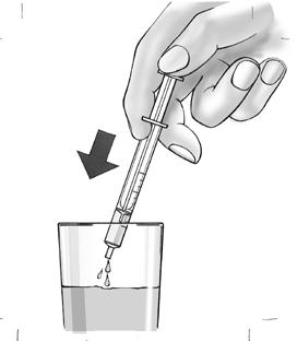 Paina lääke ulos ruiskusta lasiin, jossa on pieni määrä nestettä, mieluiten appelsiini- tai omenamehua. Varmista että ruisku ei kosketa lasissa olevaa nestettä.