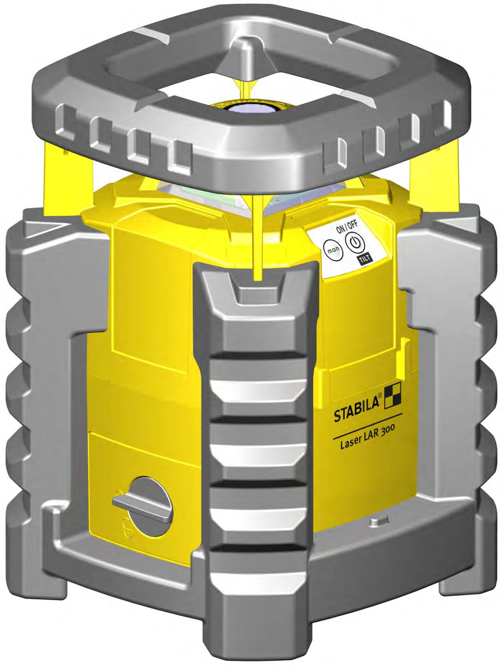 1. Määräystenmukainen käyttö STABILA LAR 300 on helppokäyttöinen pyörivä laser vaakasuoraan vaaitukseen sekä luotaukseen. LAR 300 on varustettu tiivistetyllä kotelolla (IP65) rakennustyömaakäyttöön.