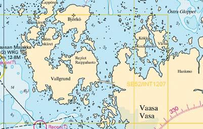 Bottenhavet. Utanför Vasa. Malax. Farleden till Bredskäret (2.4 m). Ändrat leddjupgående.