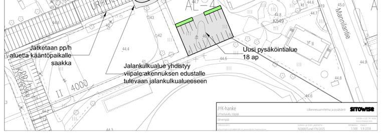 kääntöpaikalle asti, luoden koulun pohjoispuolelle autoliikenteeltä rauhoitetun, turvallisen ja miellyttävän kaupunkitilan Lyhytaikaisia (<2h)