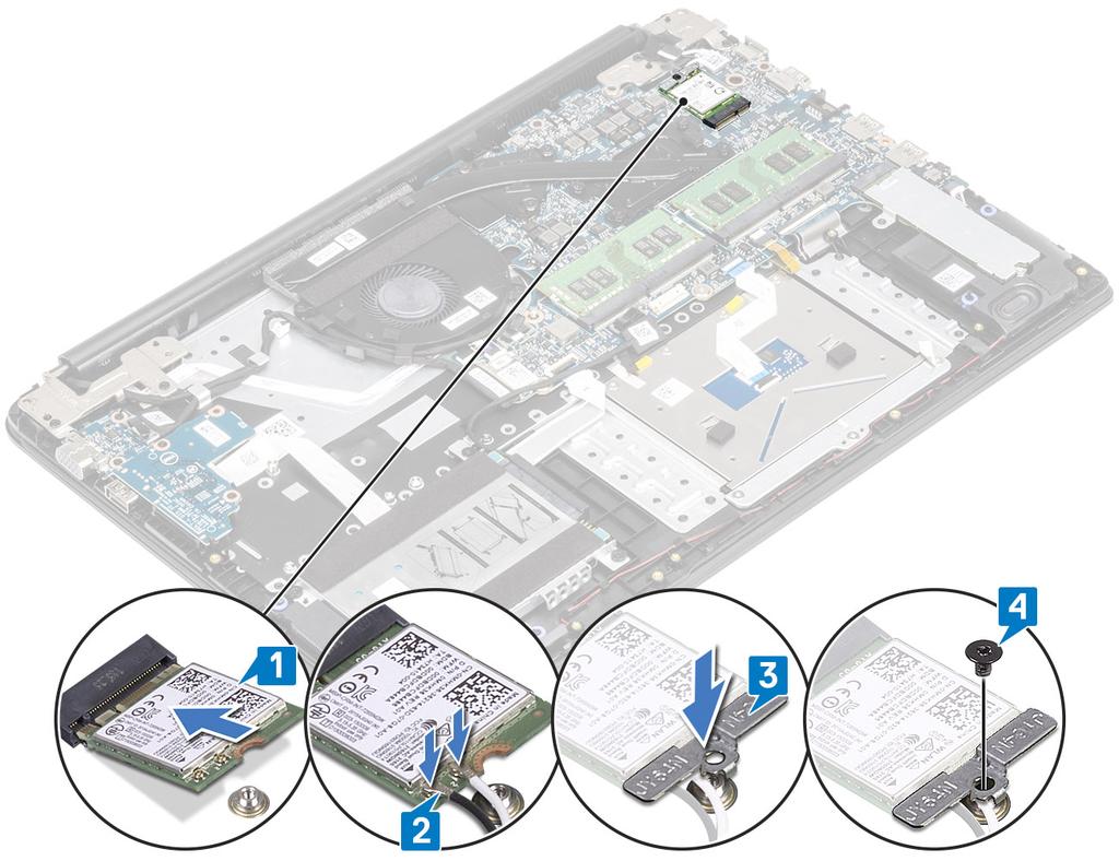 Seuraavat vaiheet 1 Asenna akku 2 Asenna rungon suojus 3 Asenna SD-muistikortti 4 Noudata Tietokoneen käsittelemisen jälkeen -kohdan ohjeita. SSD-levy / Intel Optane -muistimoduuli M.