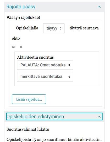 Taso R: Uudelleenmäärittely 13 2018 Opiskelijan oppimisprosessia tukeva opintojakson toteutus ja oppimisen ohjaus