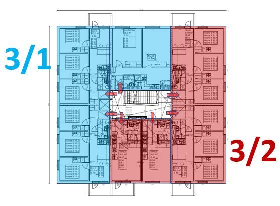 SUUNNITTELU - LOHKOT Talossa 6-7 kerrosta Kerros jaettu kahteen lohkoon Toistuvuus