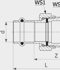 Prestabo SC-Contur F1 F1 Prestabo yhdistäjä malli 1165 tuote d R Z L WS1 WS2 559 243 15 ½ 45 67 30