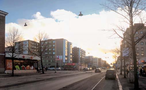 24 Kuvaparit kaupunkikuvan muutoksesta, vasemmalla nykytilanne ja oikealla viitesuunnitelma.