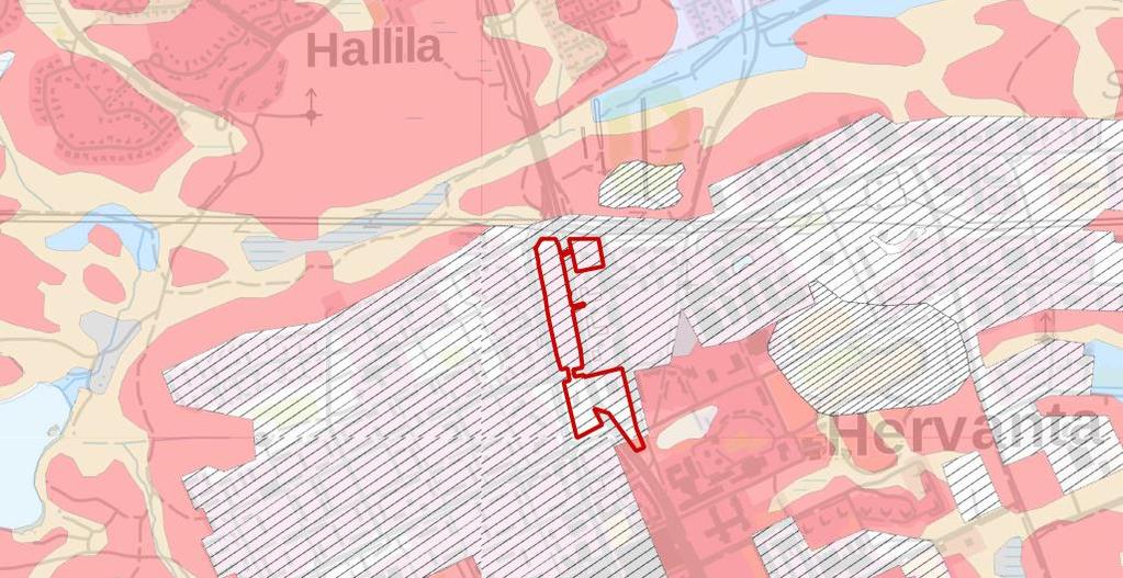 Alueella on silmin havaittavissa avokallioita ja Hervannan valtaväylä sijaitsee osin kallioleikkauksessa, millä perusteella kalliopinta on todennäköisesti