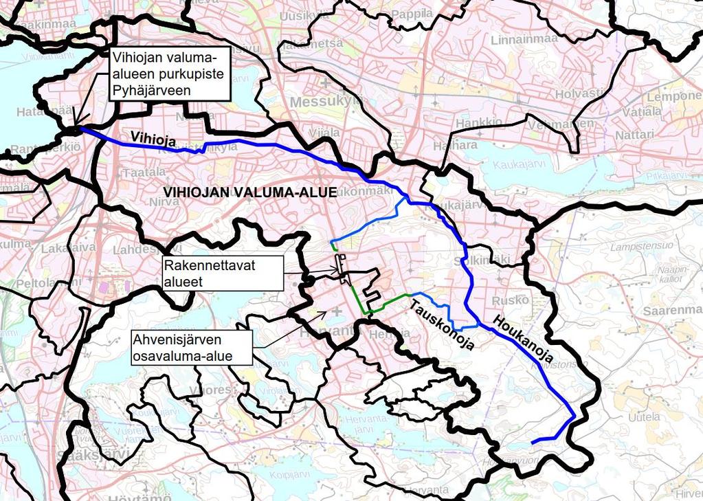 Raportti 5/15 Kuva 5. Vihiojan valuma-alue. Maastokartta: MML Hervannan Kanjoniin Valtaväylän länsipuolelle purkavat hulevesiverkoston valuma-alueet esitetään kuvassa 6.