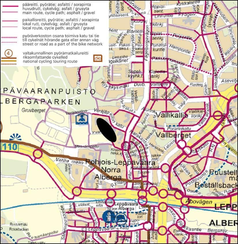 11 (24) Ote Pääkaupunkiseudun pyöräilykartasta, ei mittakaavassa.