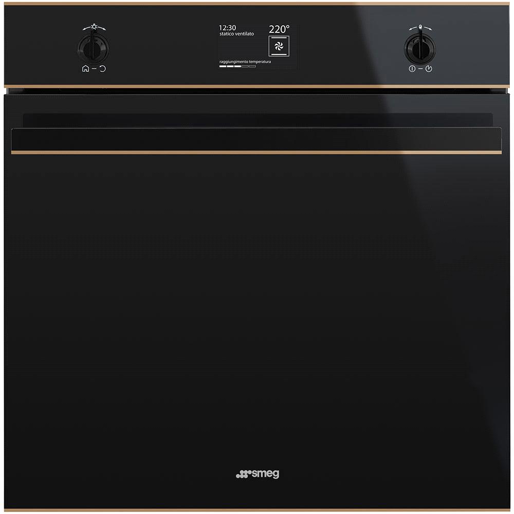 SFP6603NRE Uutuus 60 CM MONITOIMIUUNI PYROLYYSILLÄ MUSTA LASI JA KUPARI YKSITYISKOHDILLA ENERGIALUOKKA: A+ EAN13: 8017709217440 VAIN VALTUUTETUILTA JÄLLEENMYYJILTÄ Uunin tilavuus: Netto: 70 litraa