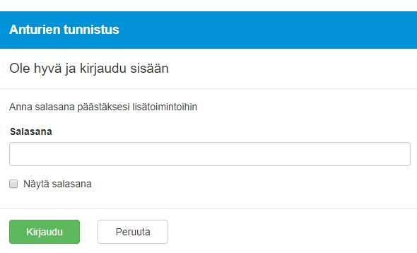 Asennus- ja käyttöohje idoil-30 Battery, idoil-30 Battery 3G 24/60 6.3.3. Anturien tunnistus ja nimeäminen Järjestelmäasetusten asettamisen jälkeen keskusyksikkö siirtyy anturien tunnistustilaan ja kysyy salasanaa oheisen kuvan mukaisesti.