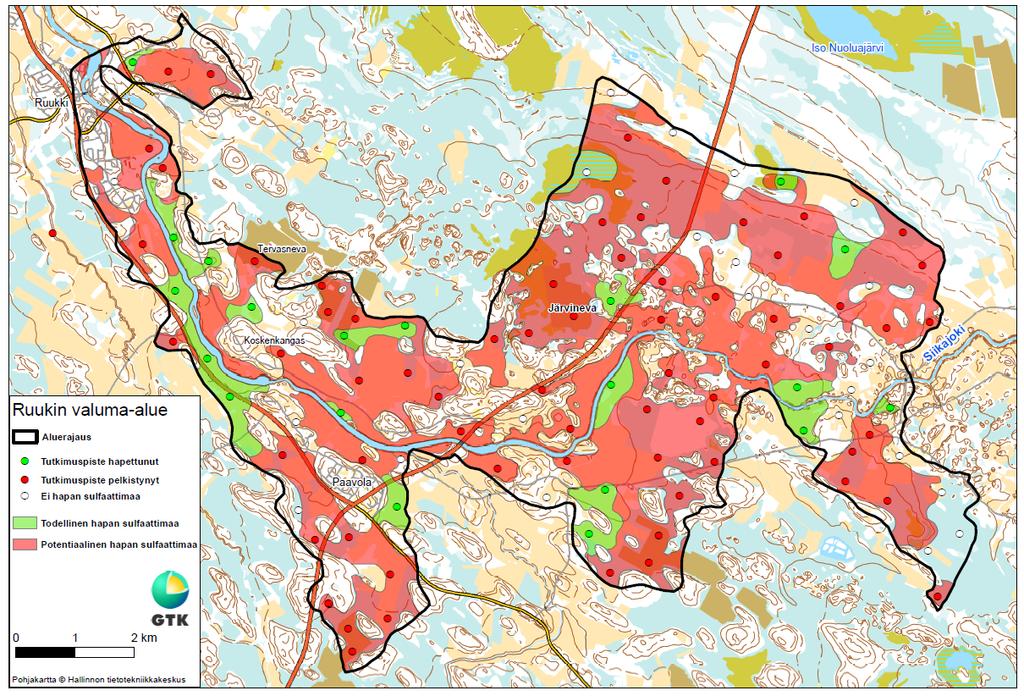 Todellista hapanta sulfaattimaata vain 6 % koko alasta (11 % sulfaattimaista) Peltomaiden osuus