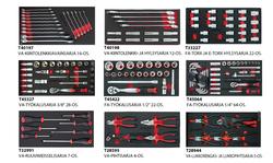 FOAM --T32991 VA-RUUVIMEISSELISARJA -OS. FOAM GEL-GRI --T33228 VA-TORX JA E-TORX HYLSYSARJA 1/2" 22-OS. --T419 VA-KIINTOLENKKIAVAINSARJA 16-OS. FOAM --T4566 VA-TYÖKALUSARJA 1/4" 6-OS.