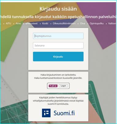 Kirjautuminen Opintopolkuun osoitteessa https://virkailija.opintopolku.