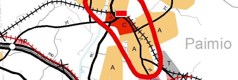 4 Vaihemaakuntakaavassa suunnittelualue on osoitettu taajamatoimintojen alueena (A). Kuva 3. Ote vaihemaakuntakaavasta, ei mittakaavassa. Suunnittelualue sinisellä.