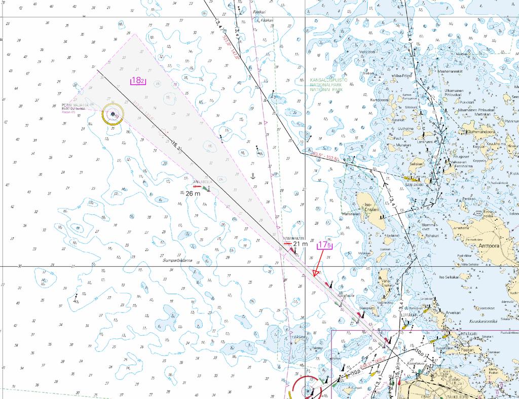 Kuva viitteeksi, karttaotteet ei merikartan mittakaavassa / Bild för referens, kortutdrag inte i sjökortets skala / Image for reference, chart extracts not to scale of chart ( Traficom,