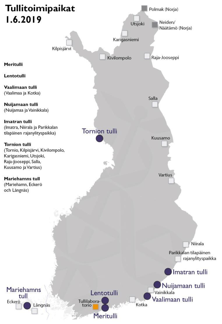 Henkilöstö ja tullitoimipaikat Tullissa työskenteli vuoden 2018