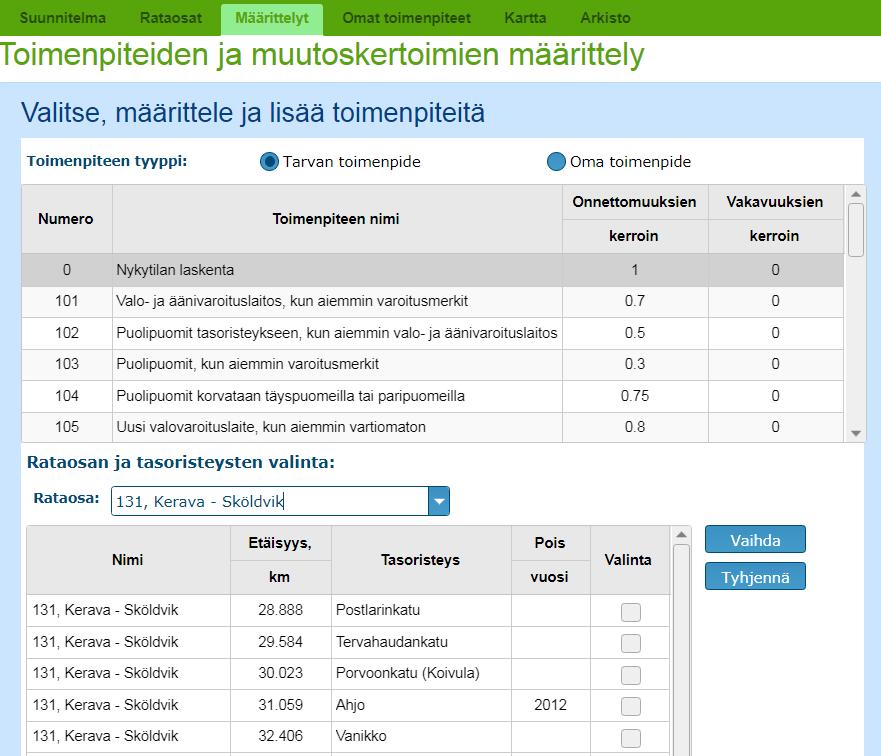 8. Vinkkejä. Välilehti kartta () on toistaiseksi tyhjä. Sillä on varauduttu vuoden 09 alulla tehtävään kehitystyöhön, jossa Tarvaan on tarkoitus lisätä karttaominaisuuksia 4. LCn versiossa 5.