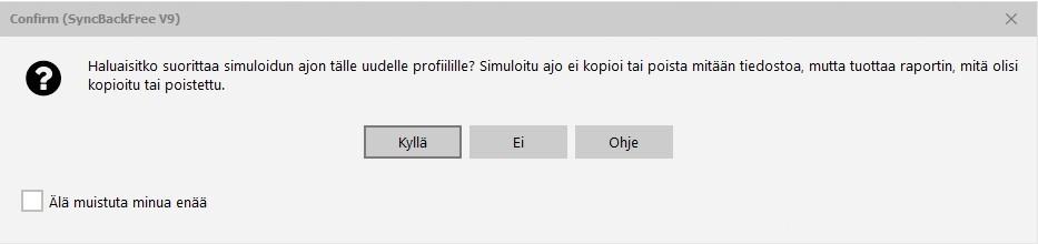 Painetaan Valitse alikansiot ja tiedostot -painiketta.