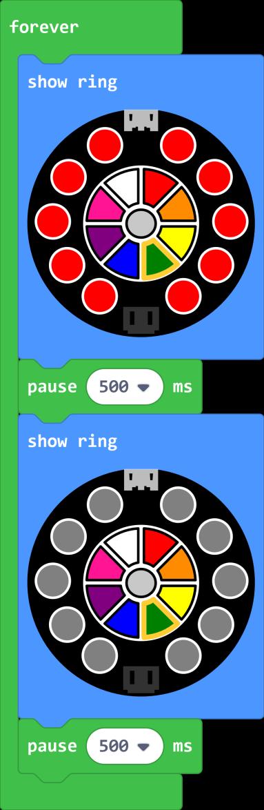 Tutustuminen MakeCode -ympäristöön Avaa MakeCode-ympäristö ja aloita uusi projekti Etsi kuvassa olevat palikat ja tee niitten avulla kuvan koodi.