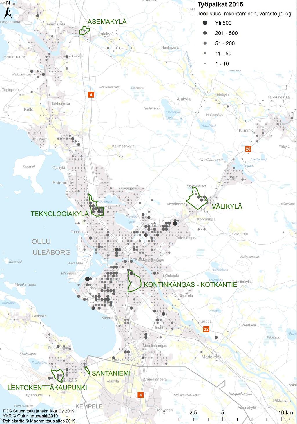 FCG SUUNNITTELU JA TEKNIIKKA OY Loppuraportti 41 (44) 7 LIITE: toimialaryhmien työpaikkojen sijoittuminen