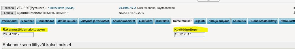 9. Rakennusvalvontaviranomainen käy suorittamassa pohjakatselmuksen 20.4.2017. Hankkeen rakennukselle tallentuu rakennustöiden aloitus pvm.. Tieto rakennuksen aloituksesta siirtyy VTJ:ään. 10.