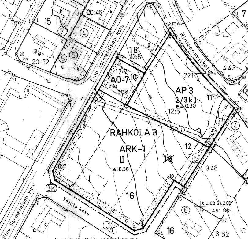 Yleiskaavassa suunnittelualue on osoitettu kerrostalovaltaisena asuinalueena (AK) ja pientalovaltaisena asuinalueena (AP).