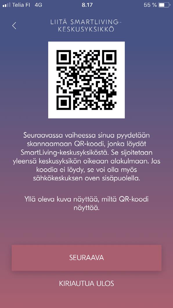 käyttöönottoon tarvittava QR-koodi.