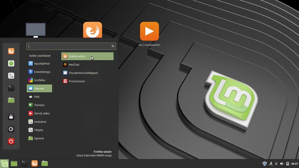 Linux Mint työpöytä Aloitusikkunasta voidaan kopioida