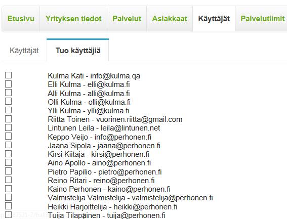 4.1.4 Toisen yrityksen käyttäjien tuominen yrityksen käyttäjiksi Jos olet Katso-pääkäyttäjä ja hallinnoit useampaa yritystä, voit tuoda yhdelle yritykselle luomiasi käyttäjiä toisen yrityksen