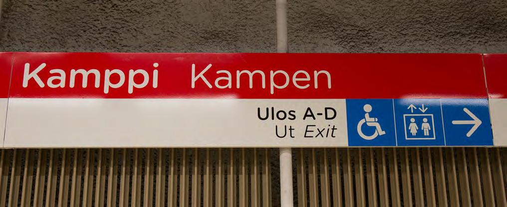 2.4 Matkustajainformaation elementit 2.4.1 OPI-nauha A. Laiturilta lippuhalliin päin kuljettaessa: B. Lippuhallista laiturille päin kuljettaessa: OPI-nauha on opastuksen tärkein elementti.