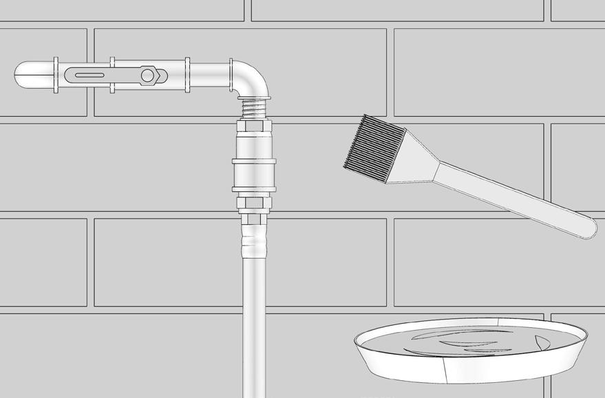 55 Instruktioner för läcktest VARNING! Läcktest måste utföras årligen samt var gång en tub ansluts eller om någon del av gassystemet byts ut. VARNING! Använd aldrig en öppen låga för att leta efter gasläckor.