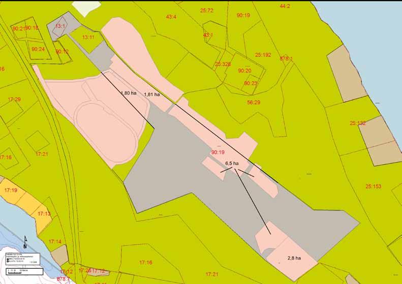 Numero: Kiinteistö: Kortteli/Tontti: 1 40-416-90-19 Nikkilänmäen teollisuusalueen vuokratut osat 1,91 ha T = Teollisuus- ja varastoalue.