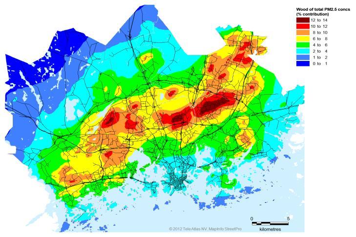 The influence of residential wood combustion (RWC) on air quality in Nordic cities, two examples Oslo Helsinki Metropolitan