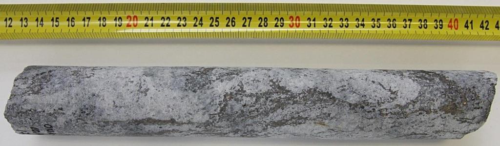 The veined structure is, indeed, very similar to the other samples. Figure 4. Medium grained veined gneiss sample ONK-PP321 10.14 10.41 m.