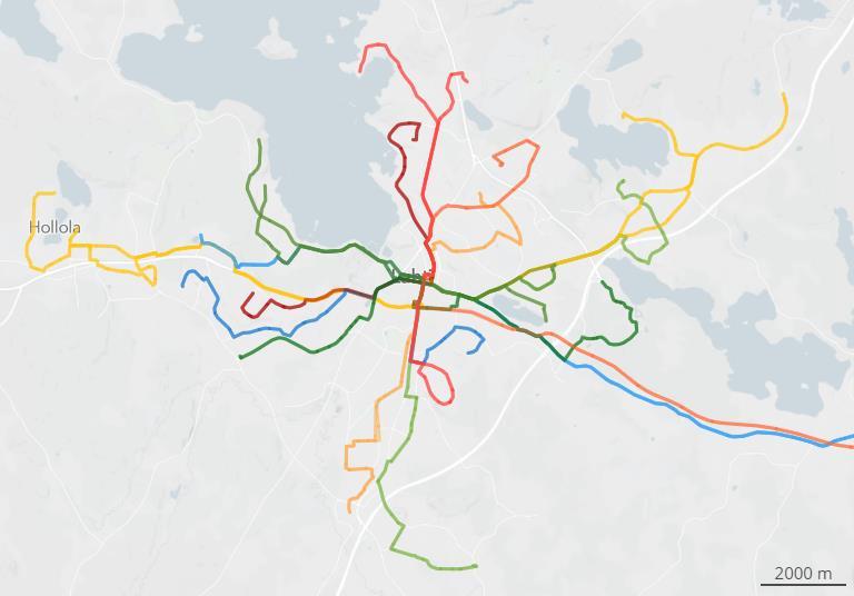 Runkolinjasto Runkolinjasto sisältää 11 runkolinjaa ja lisäksi runkolinjastoa täydentävät linjat. Runkolinjat on esitelty luonnosversion 1 (Kauppatorin terminaali) mukaisesti.