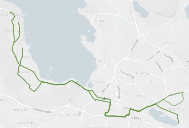 Runkolinja 7 Kiikkula/Rautakankare Joutjärvi/Tonttila Luonnoksesta poiketen runkolinja ajaa suoraan Jalkarannantietä kerran tunnissa Rautakankareelle ja kerran tunnissa Korpikankareelle.