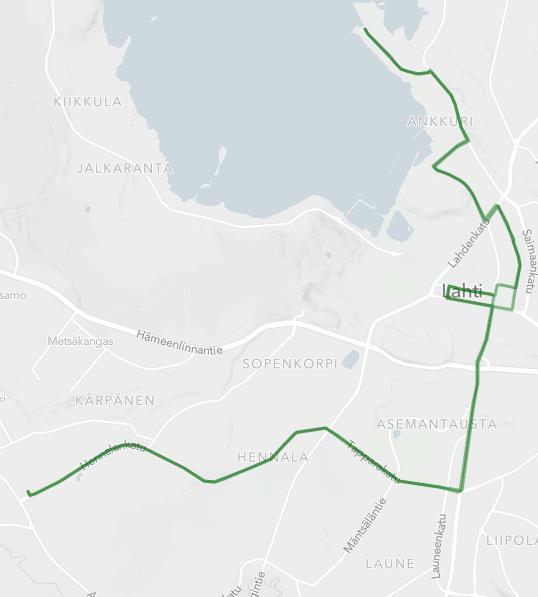 Runkolinja 11 Ruoriniemi Metsä-Pietilä Reitti Ruoriniemestä keskustan suuntaan säilyy nykyisellään.