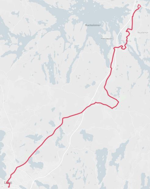 Linja 72 Heinola kk - Kaivokatu Urheiluopisto Kauppatori Matkakeskus Nykyinen Orimattila-Lahti-Heinola välin seutulinja on jaettu kahtia, mikä helpottaa aikataulussa pysymistä.