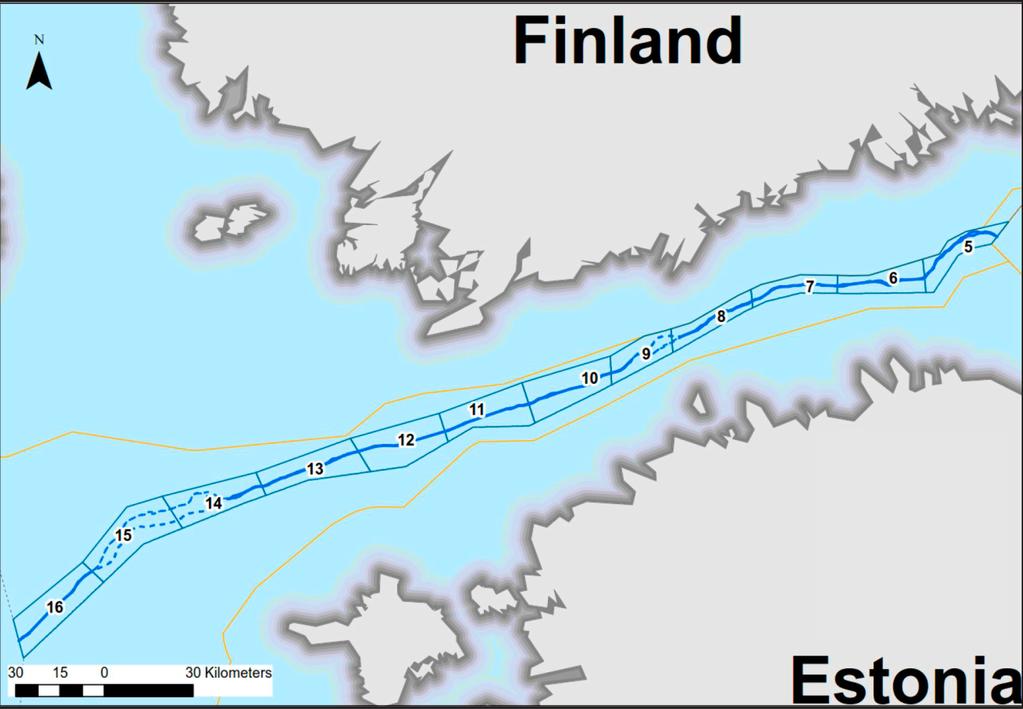 2 Kuva viitteeksi, karttaotteet ei merikartan mittakaavassa / Bild för referens, kortutdrag inte i sjökortets skala / Image for reference, chart extracts not to scale of chart ( Nord Stream/FTA,