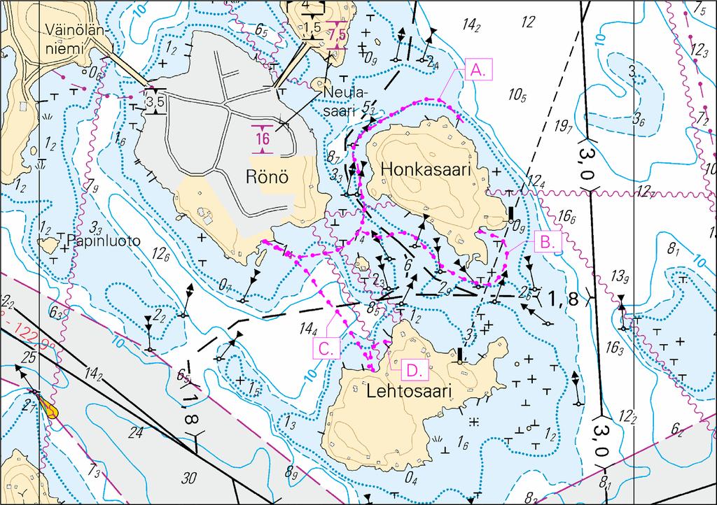 5 Kuva viitteeksi, karttaotteet ei merikartan mittakaavassa / Bild för referens, kortutdrag inte i sjökortets skala / Image for reference, chart extracts not to scale of chart ( FTA,
