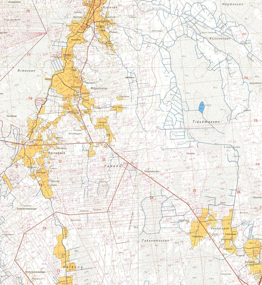 8 Ote vuoden 1970 peruskartoista 1242 08 ja 1242 11. Hankelueella voidaan havaita mm. kulkeneen useita polkuja, jotka ovat nykyisin hävinneet.