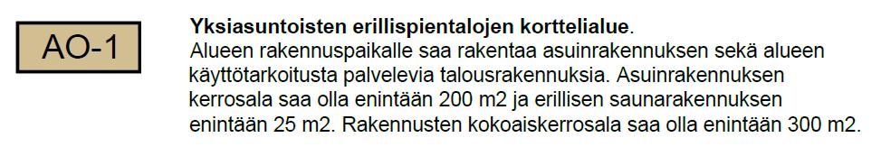 Nosto Consulting Oy 14 (17) Kaavaselostus, Versio 0.9 (Luonnos) 24.10.2018 4. Ranta-asemakaavan kuvaus 4.1. Kaavan rakenne Mitoitus Palvelut 4.2. Aluevaraukset Korttelialueet Kaavamuutoksessa loma-asuntojen rakennuspaikka (RA-2) muuttuu vakituiseen asumiseen (AO-1).