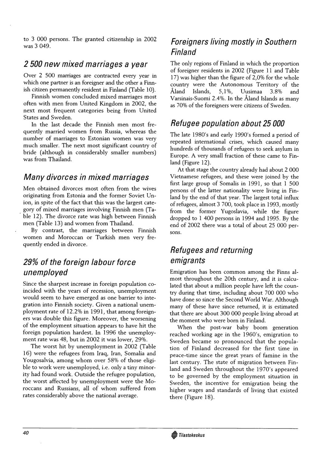 to 3 000 persons. The granted citizenship in 2002 was 3 049.