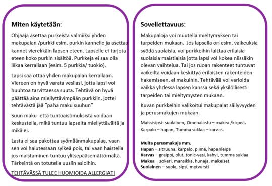 Ohjauskortit ovat laminoituja ja kansiosta irrotettavia jolloin toimintaan voidaan ottaa mukaan