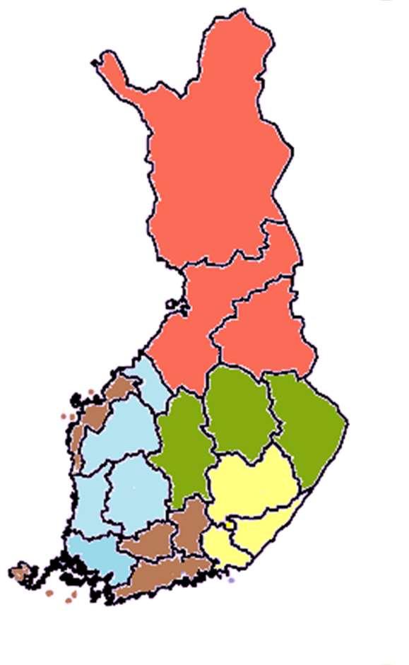 PEFC-aluejako Pohjoinen PEFC-ryhmäsertifiointialue Itäinen PEFC-ryhmäsertifiointialue Läntinen PEFC-ryhmäsertifiointialue Kaakkoinen PEFC-ryhmäsertifiointialue Eteläinen PEFC-ryhmäsertifiointialue 5